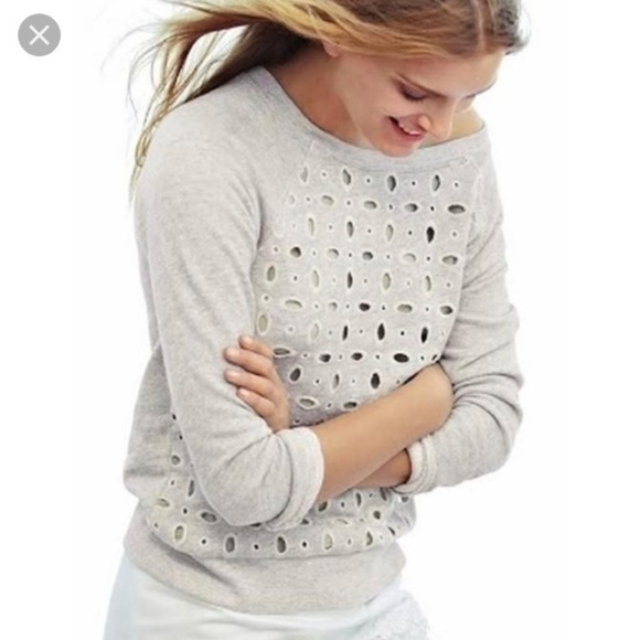J. Crew Tops - J Crew Eyelet Front Sweatshirt